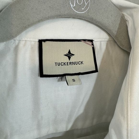 Tuckernuck‎ White Smocked Marlowe Button Down Shirt Blouse sz S Small  Career - Picture 2 of 4